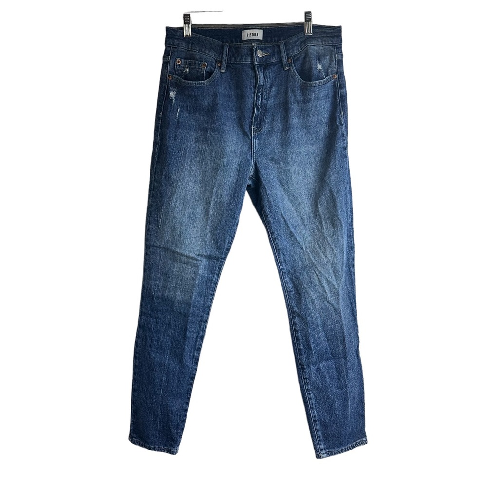 Pistola High Rise Jeans Slim Straight Size 30 Distressed Denim Stretch